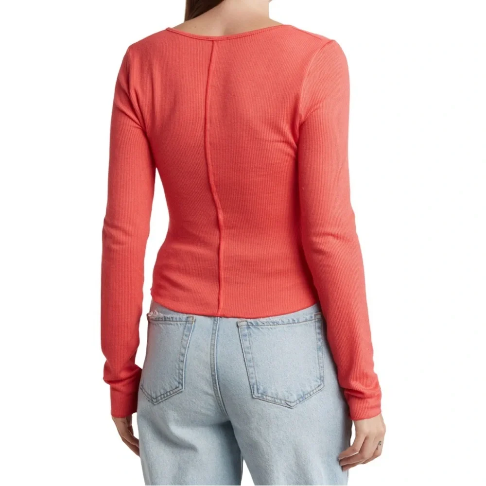 NWT Free People Keep it Basic Long Sleeve Henley Top - Picture 3 of 4